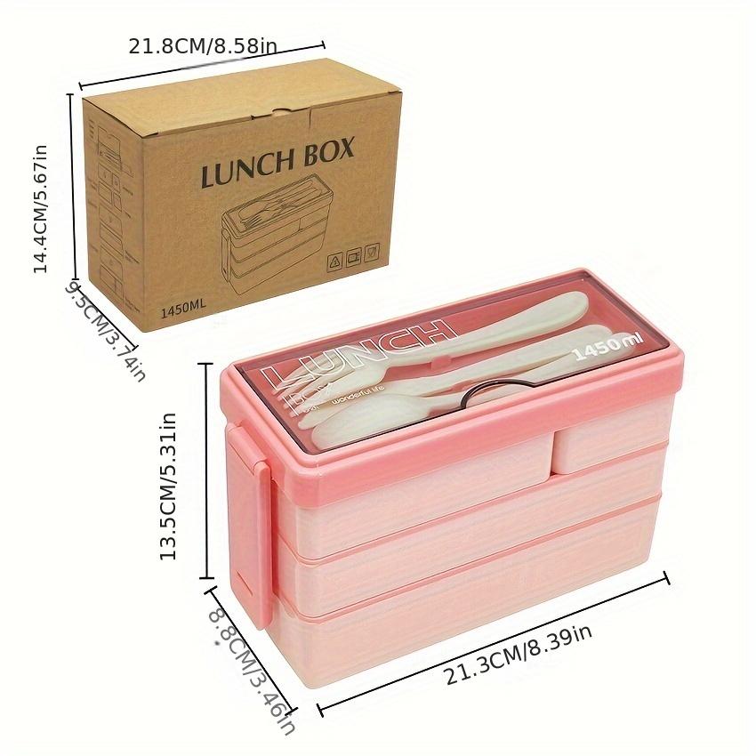 1450ML Bento Lunch Box Large Capacity Multi Layer Food Storage With Cutlery Stackable Leak-Proof Lunch Container Kitchen Supplie