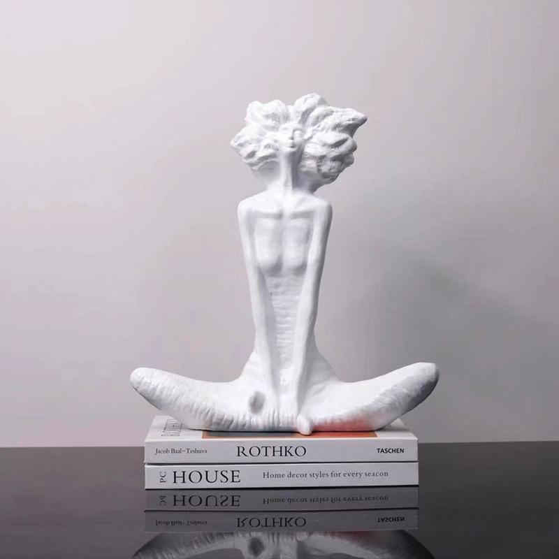Black and White Minimalist Girl Sculptures for Living Room Decor – Special Offer