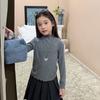 Kids Girls Long Sleeve Solid Ruffle Collar Casual Inner Base Layer Top