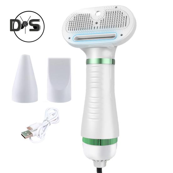 

300 Вт портативный фен для домашних животных с пуходеркой, ручная паровая щетка для груминга собак, фен для маленьких и средних собак и кошек EU зелёный