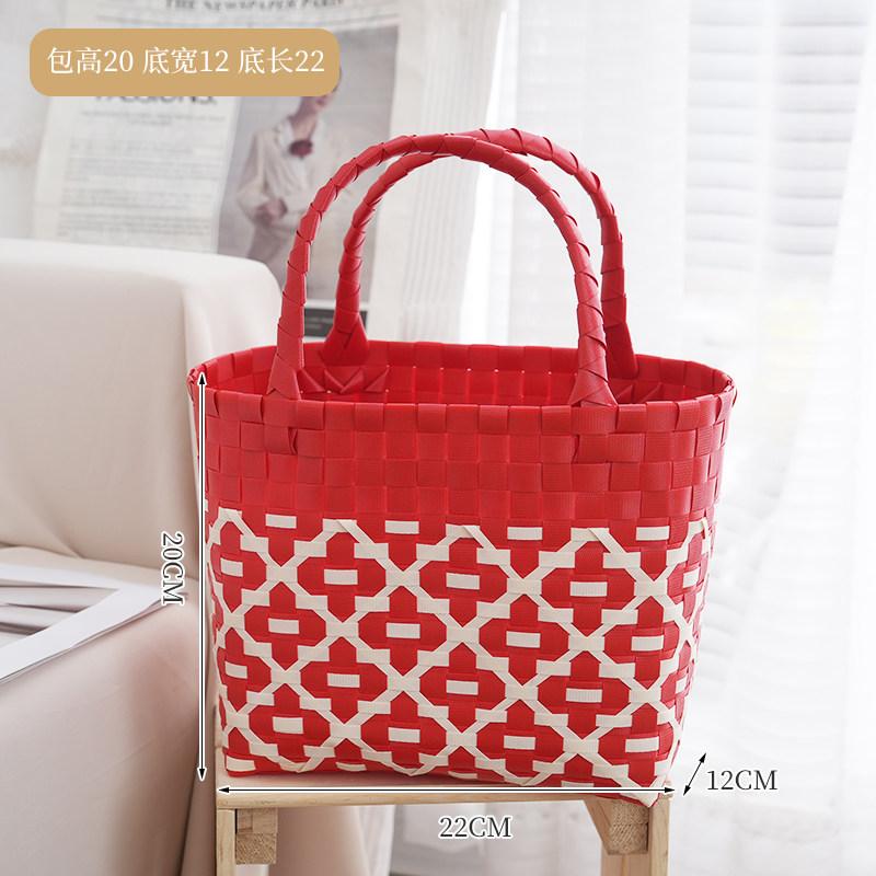 Weaving Handbag Ins Shopping Shopping Basket Beach Picnic Outdoor Hand Carry Vegetable Basket Versatile Fashion Vacation Bag