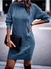 2023 Autumn/Winter High Neck Long Sleeve Bodycon Sweater Dress for Women