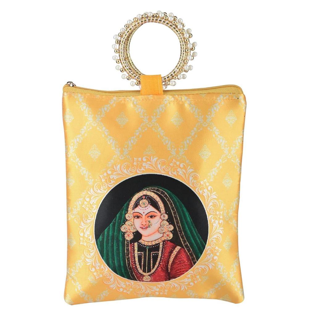 2 Stück Seide Kleine Handtaschen für Damen Stilvoll mit Reißverschluss & Henkel | Traditionelle Handheld-Taschen für Damen | Ethnische Damen Geldbörse Handtasche für Gastgeschenke