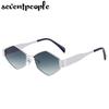 Small Frame Polygonal Sunglasses Women  Luxury Brand Designer Metal Punk Sun Glasses For Men Vintage Rhombus Sunglass Shades