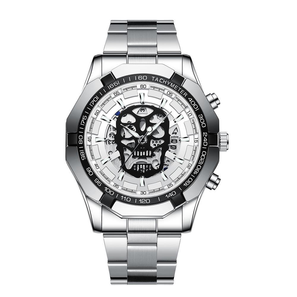 BINBOND Men's Luminous Skull Skeleton Watch