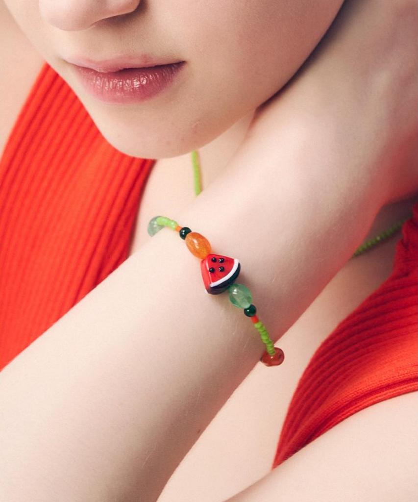 Dana Burton Fresh Watermelon Glass Bracelet