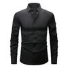 Men's White Four-Way Stretch Wrinkle-Resistant Long Sleeve Shirt - Formal and Casual Plus Size