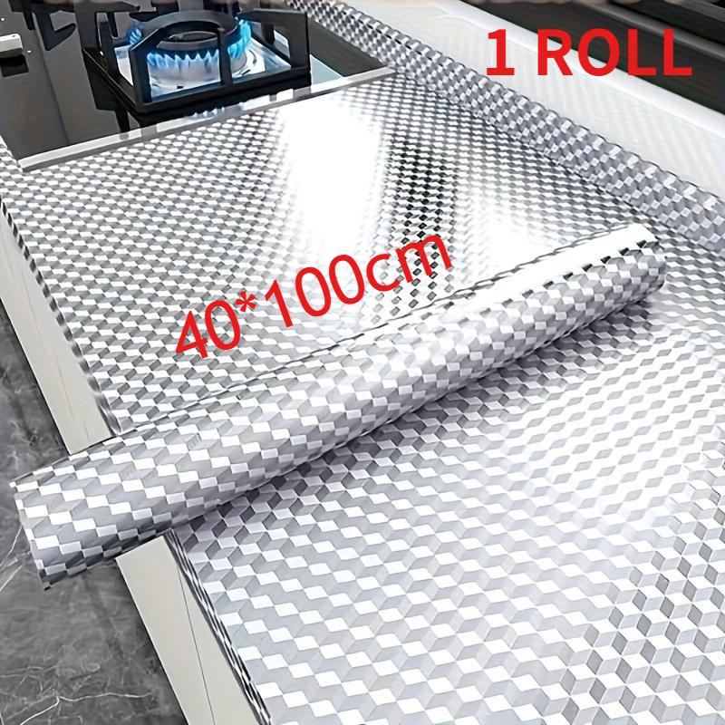 1 Rolle Hochtemperaturbeständige Aluminium-Küchenaufkleber Schubladeneinlagen Küchendekor Küche Wasserdicht, Feuchtigkeitsbeständig, Ölbeständig Aufkleber