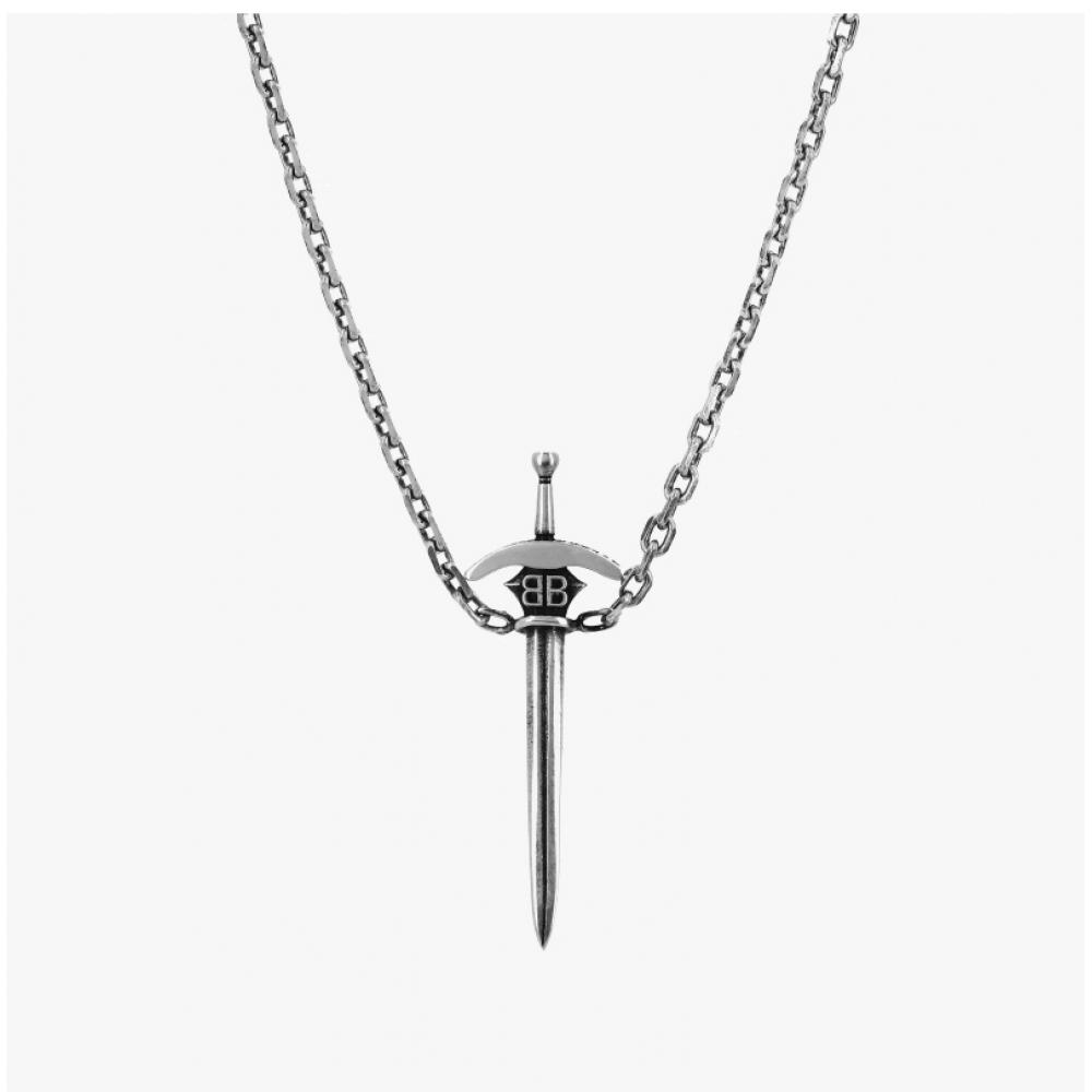 Balenciaga Ghost Engraving Logo Chain Necklace 789269 Tz25i 1407 Bb