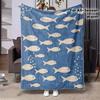 Modern Nautical Fish Bubble Throw Blanket Blue Texture Sea Animal Warm Blanket for Couch Trip Household Coastal Room Decor