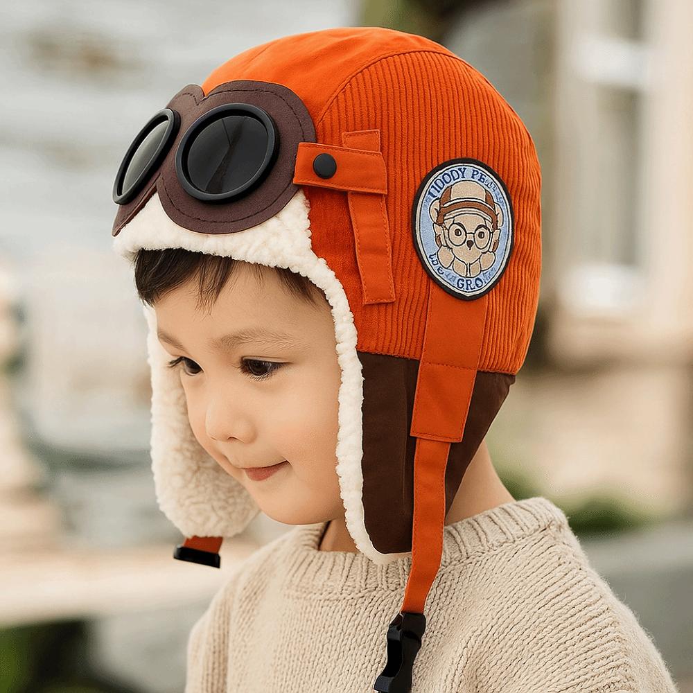 Cute Cartoon Children Pilot Hat Cold Proof Warm Hat New Ear Protection Cap  Winter