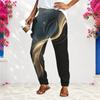 Women S Plus Size Loose Fit Printed Long Pants Black Pink Gradient With Pockets
