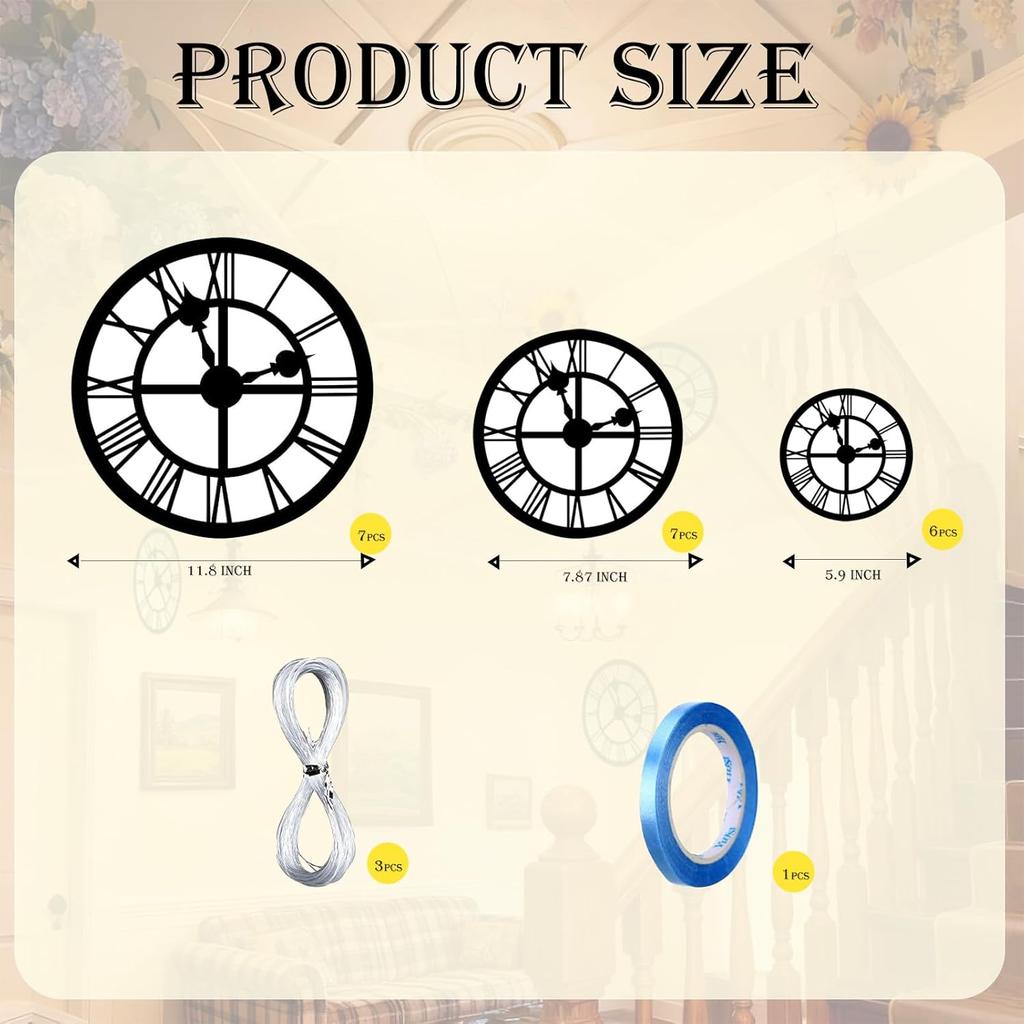 20 Pcs Vintage Paper Hanging Clock Decorations – Steampunk, Fantasy & Wonderland Theme Wall/Ceiling Decor | Halloween, New Year, Wedding | Living