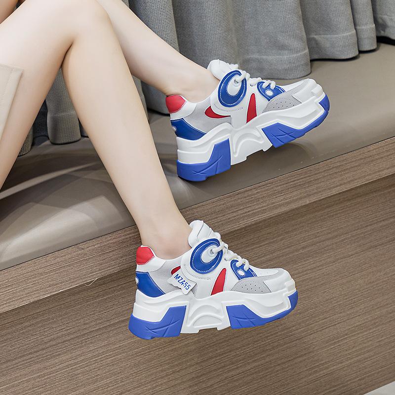Platform dad shoes new autumn and winter super fire velvet leather heightening casual sports shoes