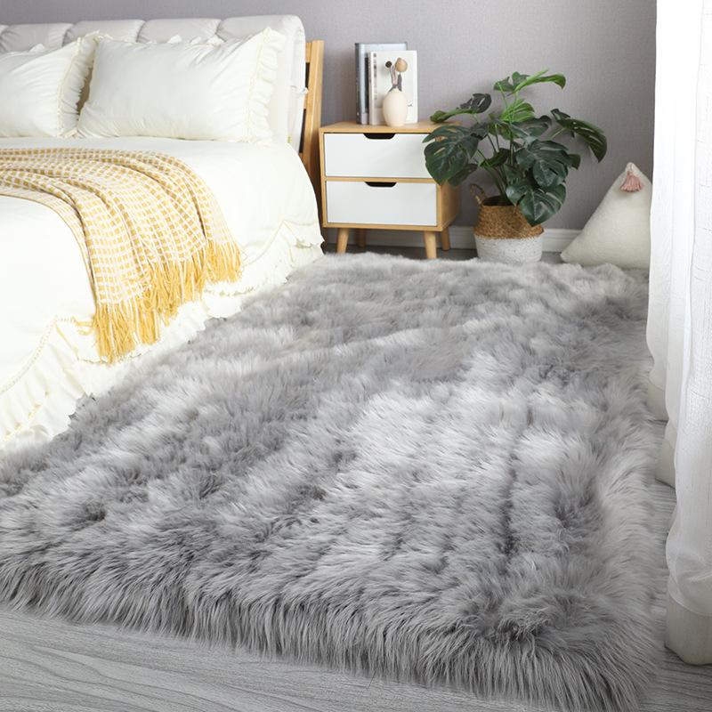 Alfombra de dormitorio, alfombras peludas de color rosa para niños, alfombra para el suelo de la habitación, cama, alfombrillas lavables antideslizantes para pies, alfombra de piel esponjosa