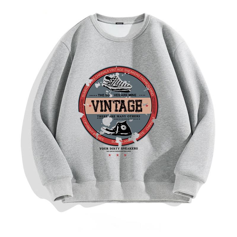 

Мужская модная свободная толстовка осень/зима: Модный однотонный свитер с круглым вырезом и принтом 5XL