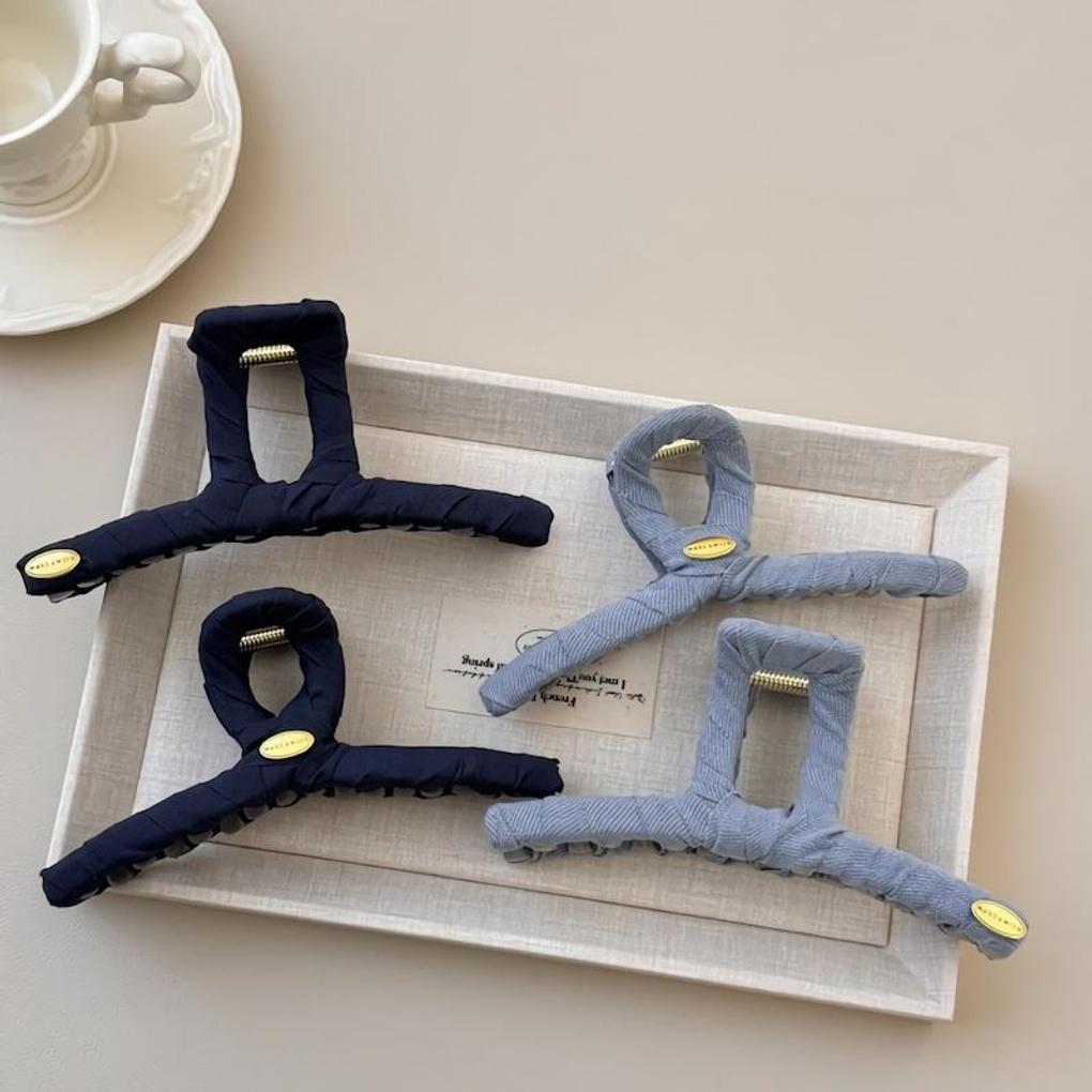 Women s Vintage Denim Blue Hair Clip Hairpin check