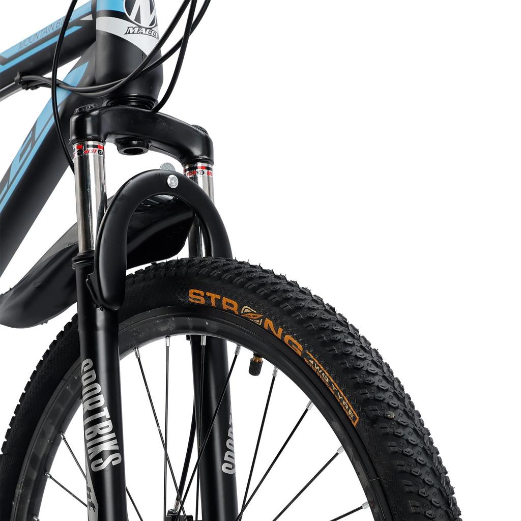 26" Spoke Wheel 24 Speed Mountain Bicycle Adult Bike MTB W/ Fender Blue+Orange