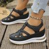 New Large Size Wedge Heel Sandals Women's Bag Head Hollowed Out Breathable Women's Large Size Muffin Thick Bottom Velcro Women