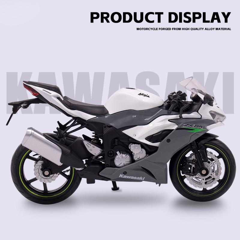 1/12 Scale Kawasaki Ninja ZX-6R Racing Cross-country Motorcycle Toy City Diecast Model Super Sport Miniature Collection Boy Kids Gift