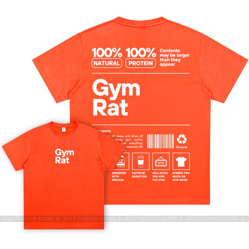 GYM Graphic 100% Cotton Oversized Big Pattern Double-sided Classic Short Sleeve T-Shirt for Men Women Sportswear Tops Tees