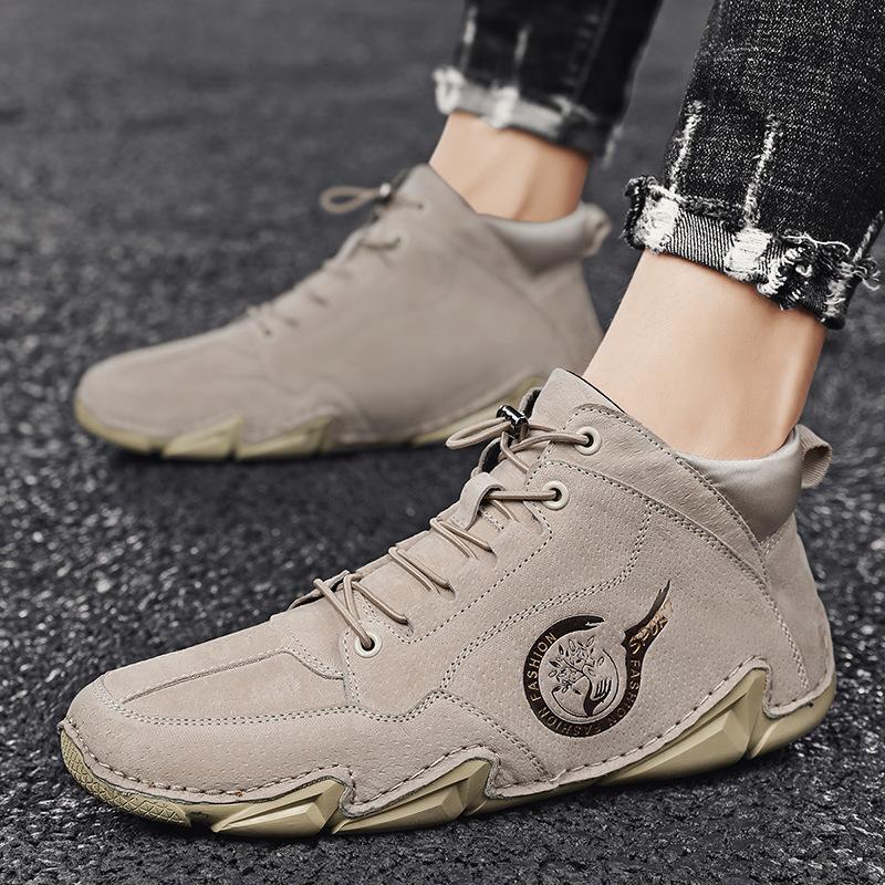 Men's Autumn and Winter Men's Shoes Velvet Warm Cotton Shoes Snow Boots High-Top Worker Boots Trendy Shoes Genuine Leather Boots Men