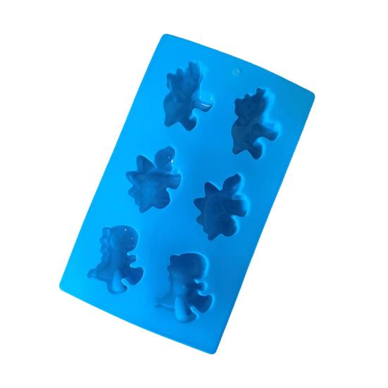 Dinosaur Chocolate Mold 6-Cavity Non Stick Silicone Ice Cube Tray Flexible Jelly Ice Cube Molds High Low Temperature Cheesecake Pudding Molds