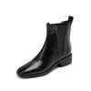 Autumn and winter women's medium boots low heel round head square heel sleeve women's boots comfortable large size leather boots Korean version med