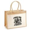 Jute Tote Bag with Pocket I Can't I'm a Forklift Driver I Can't Minimalist | Jute and Cotton Canvas 21 L Flat Bottom Handles 65 Cm