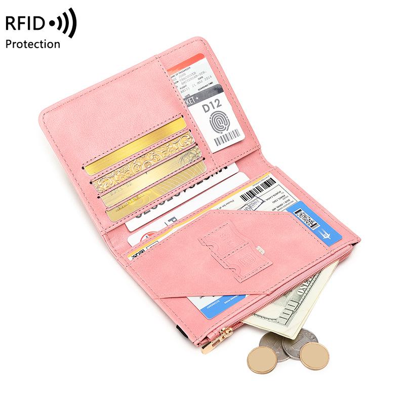 2024 Damen RFID Diebstahlsichere Reisepass-Tasche - Multifunktional, Schlicht, Einfarbig Reisehalter