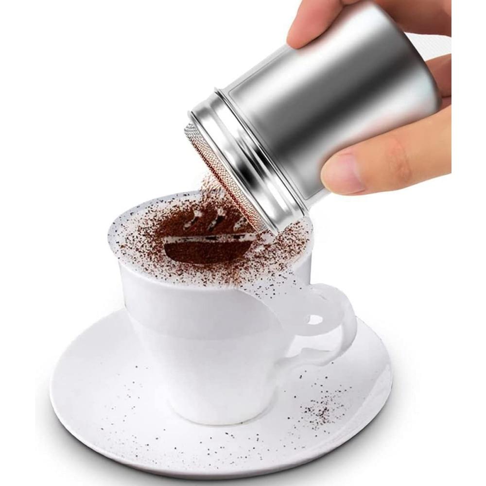 New Stainless Steel Sprinkle Powder Icing Sugar Cocoa Sugar Chocolate Flour Duster Shaker Tool Seasoning Bottle for Spices