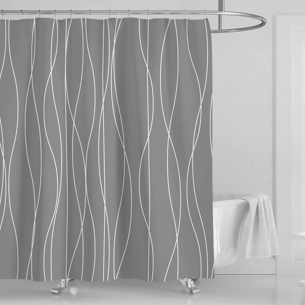 Tende da Doccia a Strisce alla Moda Impermeabili Spesse Tende da Bagno per Bagno Vasca da Bagno Copertura Ampia e Larga da Bagno con Ganci