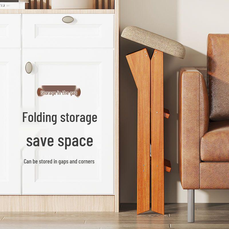 Three-Step Solid Wood Folding Ladder Stool: Multifunctional for Kitchen and Bar Use