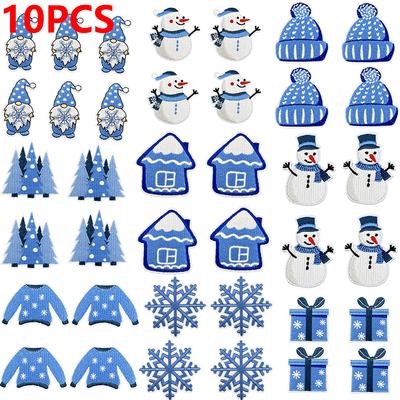 10PCS Wholesale Christmas Embroidery Patches DIY Santa Claus Tree Snowflake Hat Patch Iron On Patches For Clothing Sew On Patch