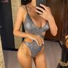 Sexy Asymmetric Plaid Cut Out One Piece Swimsuit Women Swimwear Female Monokini High Leg Cut Bather Bathing Suit Swim Lady