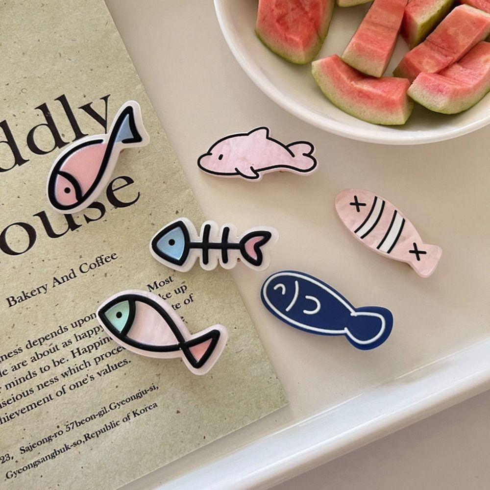 Geometry Fish Bone Hairpin Y2k Dolphin Barrettes Creative Animal Hair Clip Girls