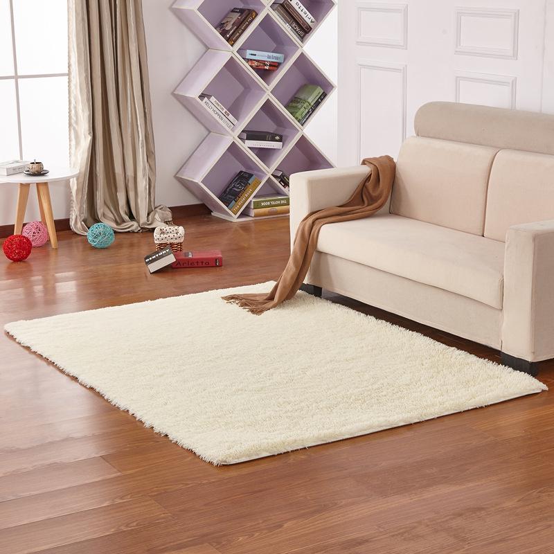 Simple Solid Color Silk Plush Tie-dye Long-haired Tea Mat Living Room Bedroom Balcony Household Carpet Floor Mat