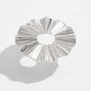 Design Metal Pleated Feathers Imitation Pearl Ring, Wind Flower Open Ring Joint Ring