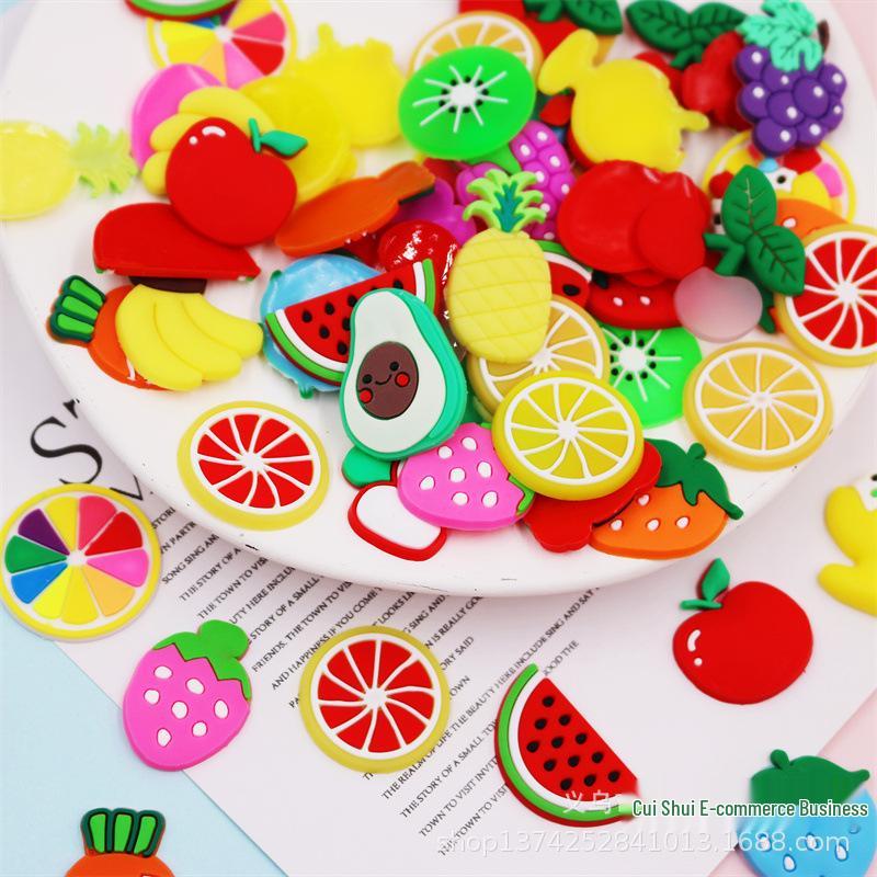 PVC Soft Rubber Cartoon Fruit Slices for DIY Phone Case, Crocs, and Hair Clip Decoration