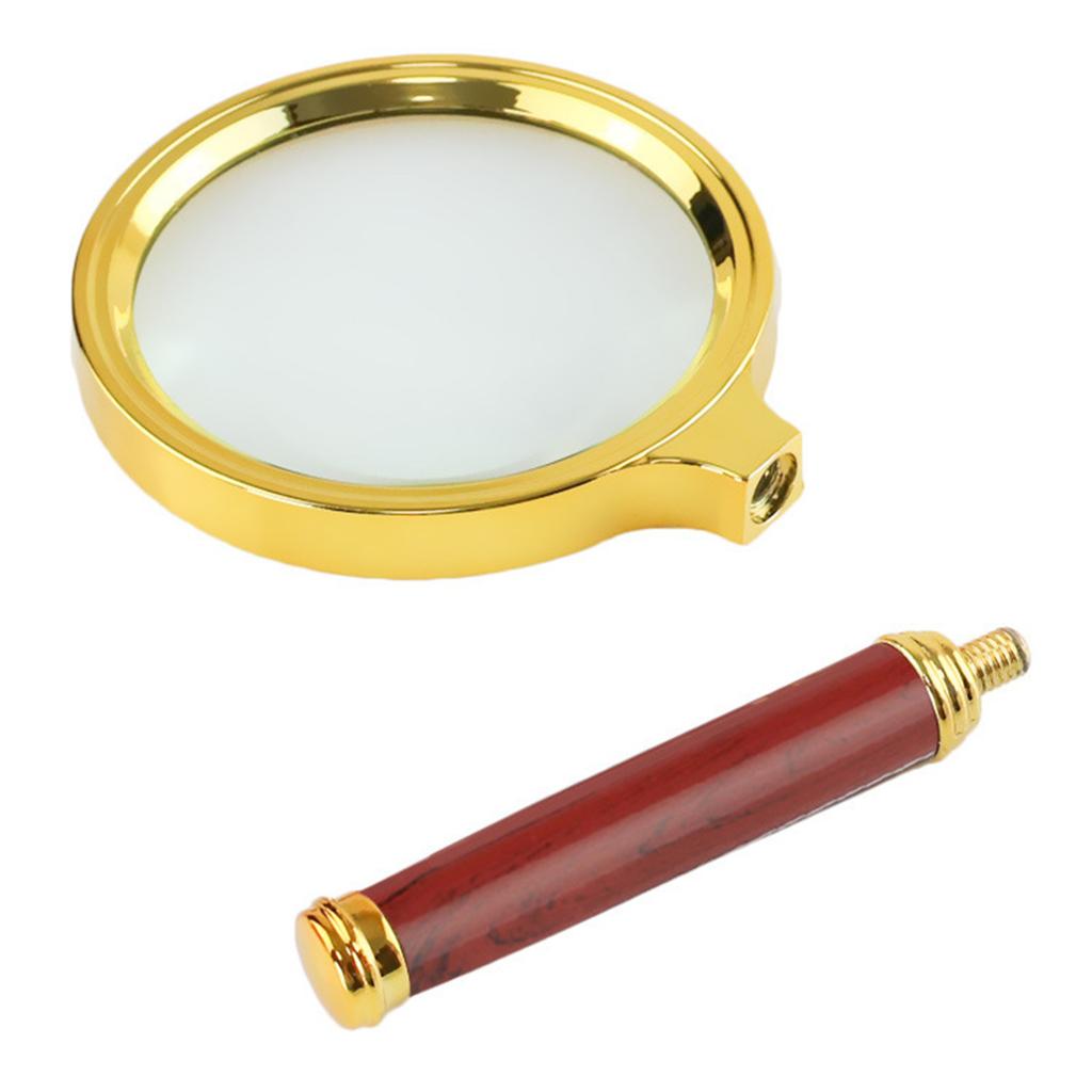 Magnifying Glass Wooden Handle 10x Magnification Zinc Alloy Frame Portable 155x70x15mm Handheld Reading Magnifier