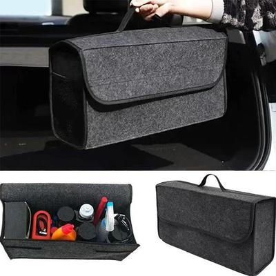 Foldable Felt Car Trunk Storage Box Dark Gray Car Organizer Box Stowing Tidying W4z1