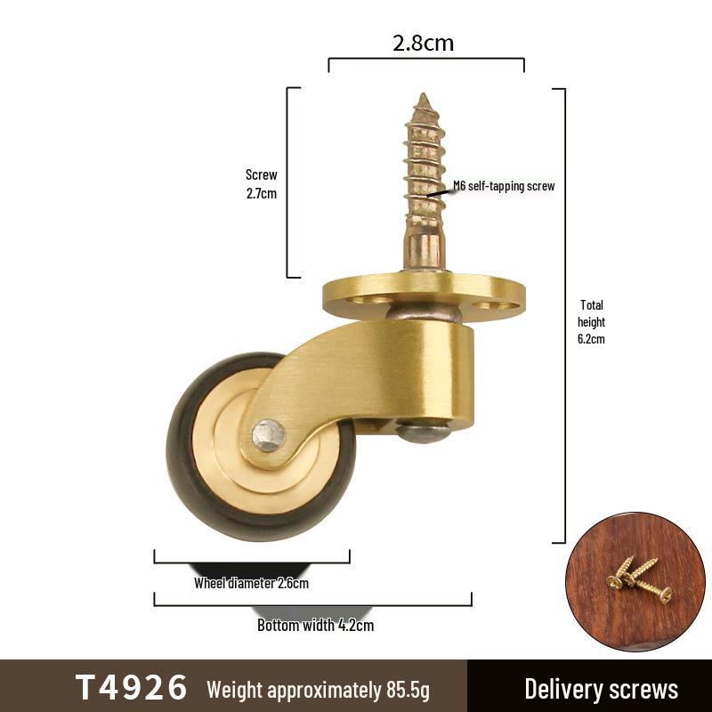 Brass Caster Wheels with Silent Bearings for Furniture and Pianos - Heavy-Duty Swivel Design
