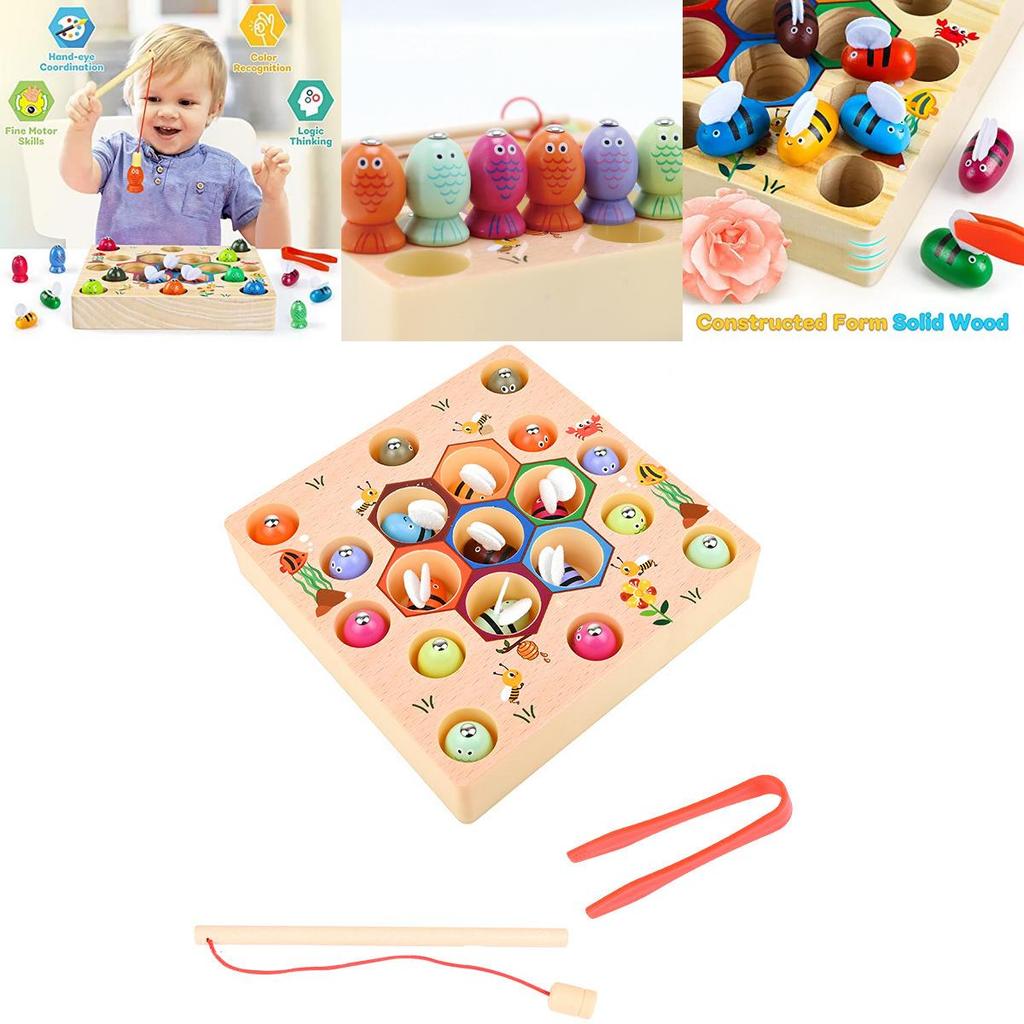 Engaging Wooden Fishing Game Toys For Boys And Girls With Magnetic Elements