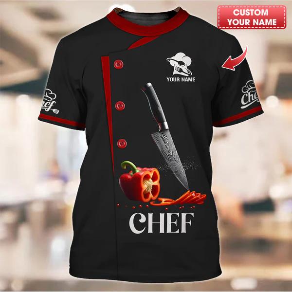 2025 Neue Designs Koch 3D-Druck T-Shirt Personalisiert Individueller Name T-Shirts Uniform Kurzarm Locker Schnelltrocknend T-Shirts Unisex Oberteile