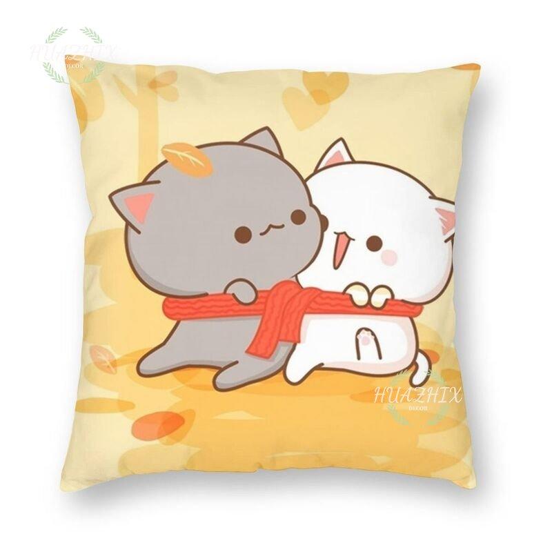 

Милая наволочка для пары, спальня, гостиная, милая пара, декоративная подушка с котом «Персик и Гома», семейный диван, автомобиль, домашний декор, наволочка 40x40cm