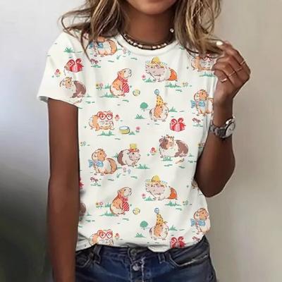 Comfortable Fashionable Casual Versatile High-quality Printed Women's Round Neck Short Sleeved Shirt