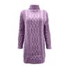 Women's Fashionable Casual Color Cable Knit Long-sleeved Turtleneck Sweater Dress