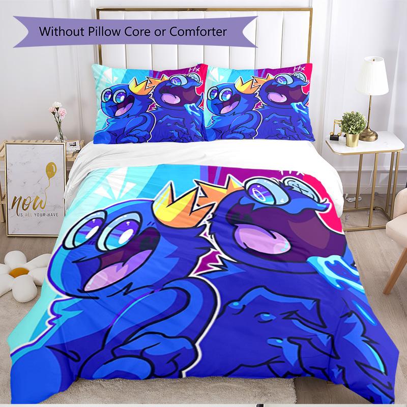3pcs Duvet Cover Set (1*Duvet Cover + 2*Pillowcase, Without Core), Game Rainbow Friends Print Soft All‑Season Bedding Set, Home Bedroom Decor Gift
