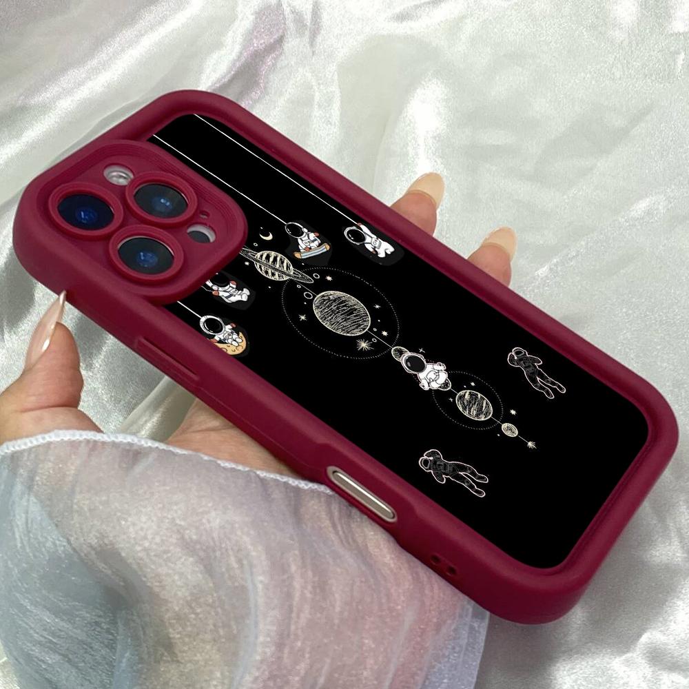JT54 Astronauts Funny Aviation Swing Phone for iPhone 17 Pro Max Samsung S26 Ultra A17 A07 A56 Xiaomi 15T Redmi Note 14 Pro Plus Soft TPU Case Cover