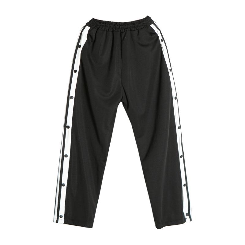 Pantaloni da Ginnastica Estivi da Basket da Uomo alla Moda, Vestibilità Larga, con Bottoni a Pressione su Tutta la Lunghezza